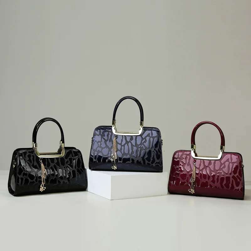 New Fashion Stone Pattern Women Handbags Designer Patent Leather Ladies Shoulder Bags Female Girl Brand Crossbody Bag