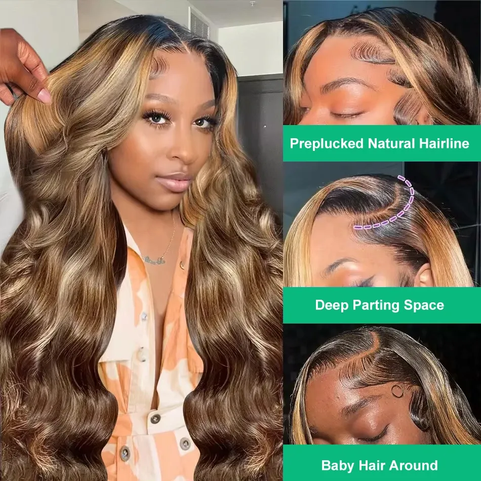Synthetic Human hair lace front wigs glueless preplucked 36Inch Long Deep Wave Wigs 180Density Good Texture Heat Resistant Fiber
