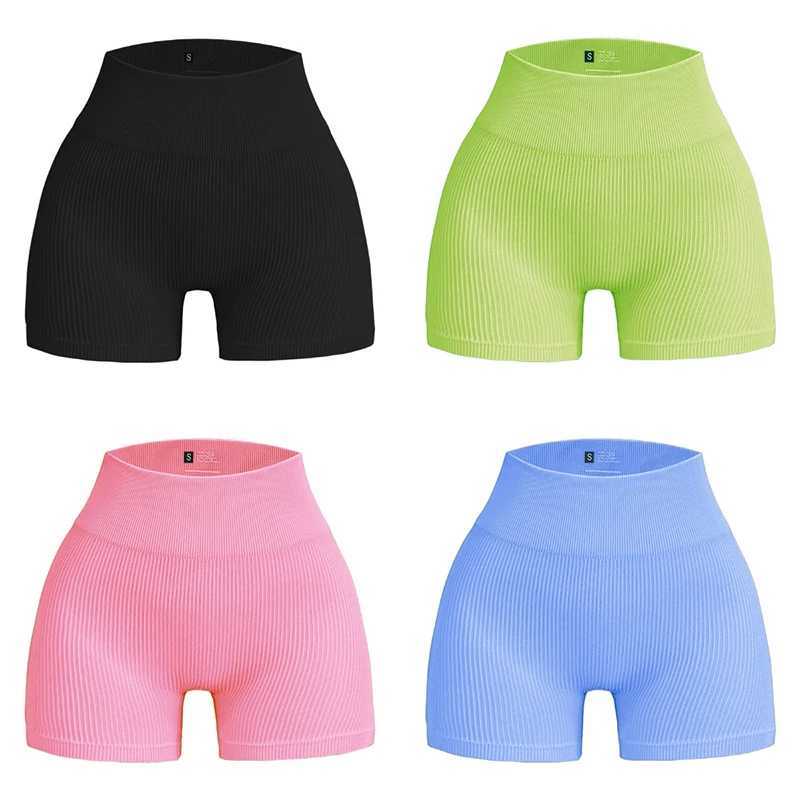 Yoga Pants High Waist Fitness Pants Sports Running Yoga Shorts Seamless Threaded Three-Quarter Pants Women Blue ShortsXJ250111