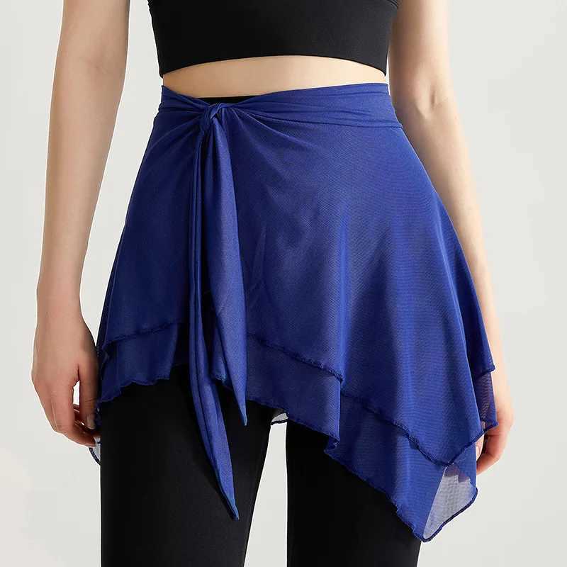 Mesh Yoga Piece Skirt Anti-slip Women Gym Yoga Fitness Extended Lace-up Design Outdoor Training Mesh Skirt Cover ButtockXJ250111