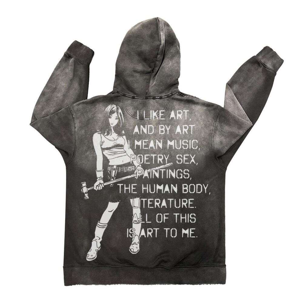 Inspiration American Street Fighter Cartoon Character Print Graffiti Hoodie for Men and Women Couple Hoodies