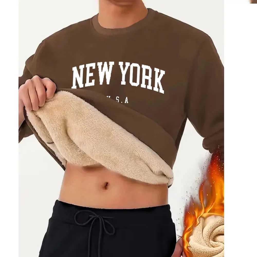 Winter new adult hoodie with thick wool for warmth and comfort soft outdoor casual shirt fashionable sweater letter printing W250110