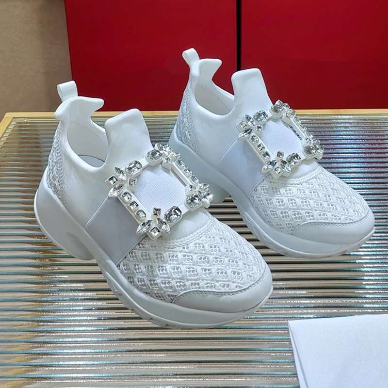 Thick sole satin rhies square buckle casual platform light women's running shoes 7CM 34-42