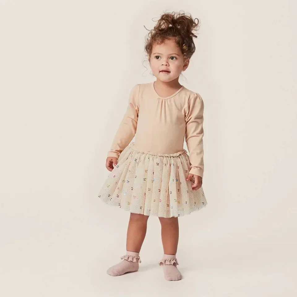 Ks Spring Baby Sparkling Mesh Dress Shining Tutu Skiing Childrens Clothing Baby Christmas Par Long Sleeve Vestidos W250111