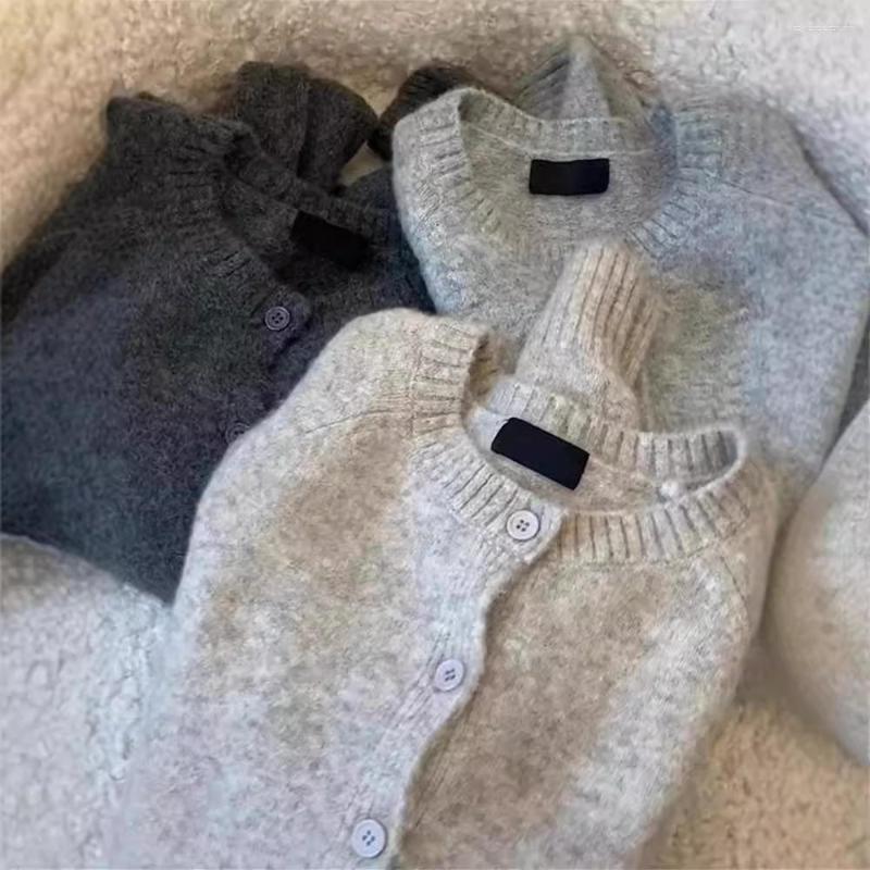 Women's Sweaters Korean Style Milk Fufu Grey Raccoon Velvet Knitted Cardigan Spring And Autumn Soft Waxy Lazy Sweater Coat High-grade Top