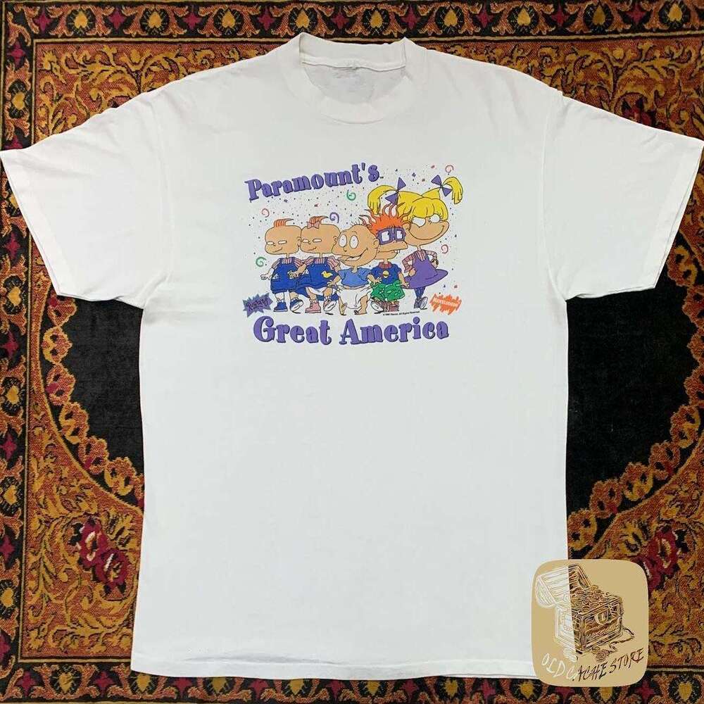 Rugrats Little mischievous soldier cartoon printed short shirt for men, nostalgic and niche, cute half sleeved