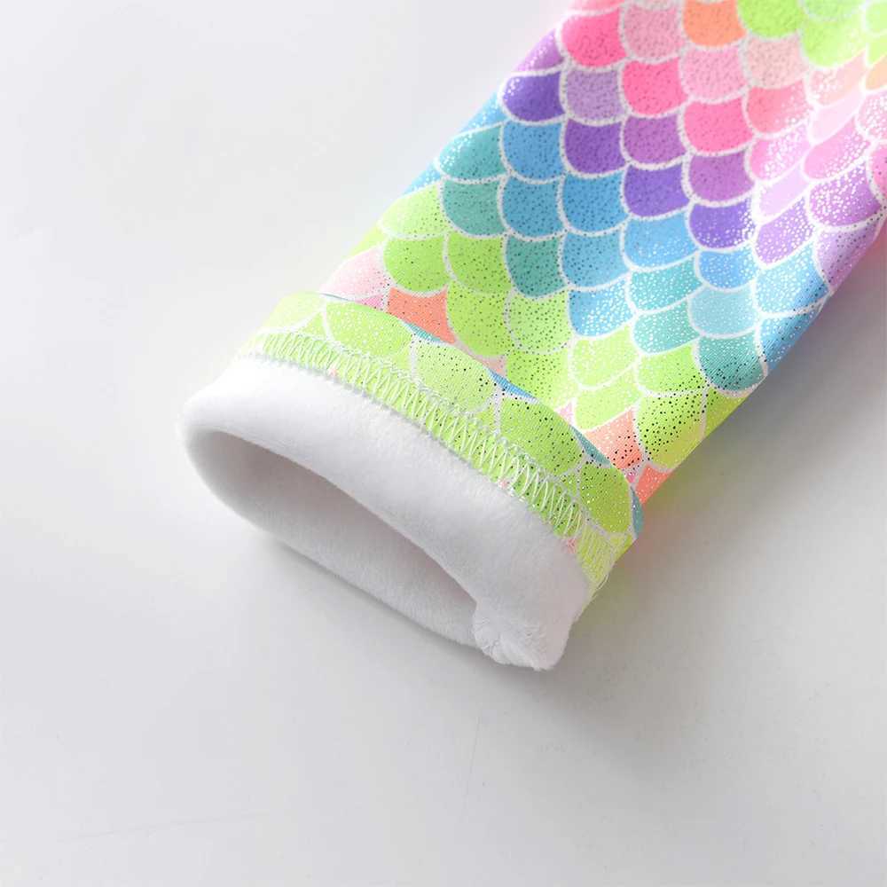 DXTON Mermaid Princess Dress Girls Thick Winter Childrens Clothing Color Gradient Grid Layer Warm Childrens Dress Clothing W250111