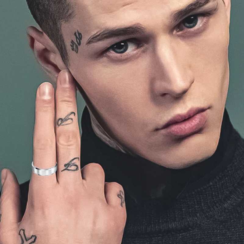 8mm matte stainless steel simple design pure titanium ring gold tone silver plated black blue ring mens jewelry gift W250111