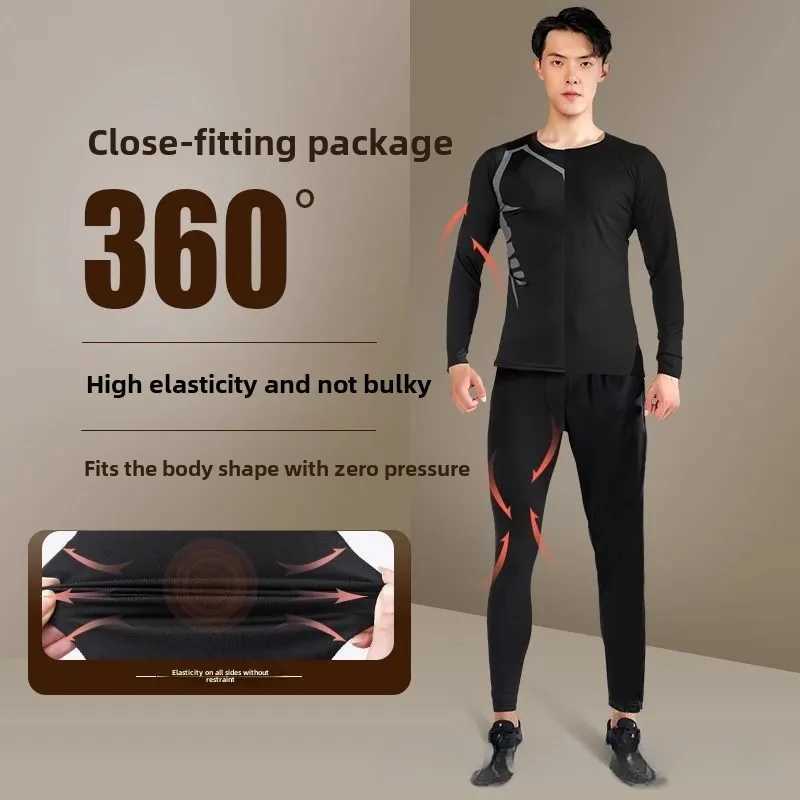 Mens Hot Plush Bottom Set Winter Thick Running Training Quick Drying Clothes Tight Sports Mens Sweatshirt Set W250111