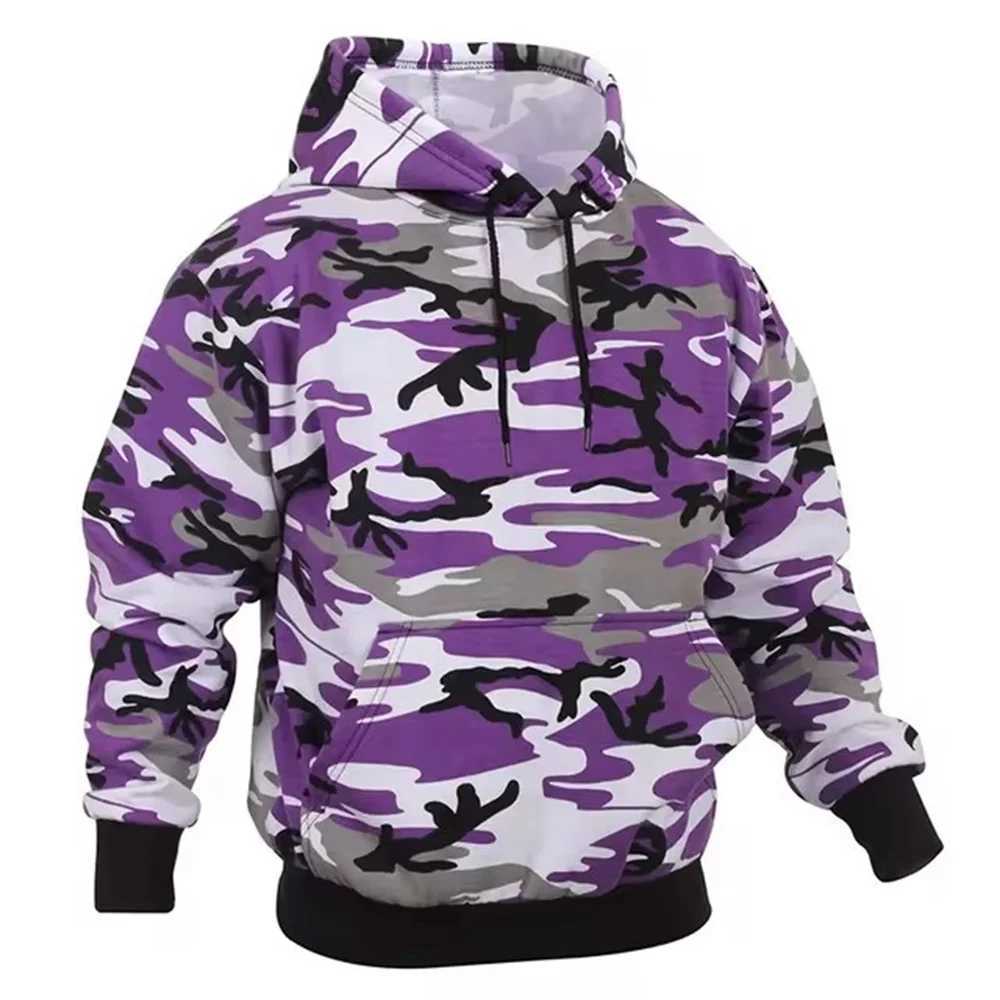 Military camouflage hoodie camouflage 3D printed mens and womens fashionable casual pull rod outdoor sports top W250110