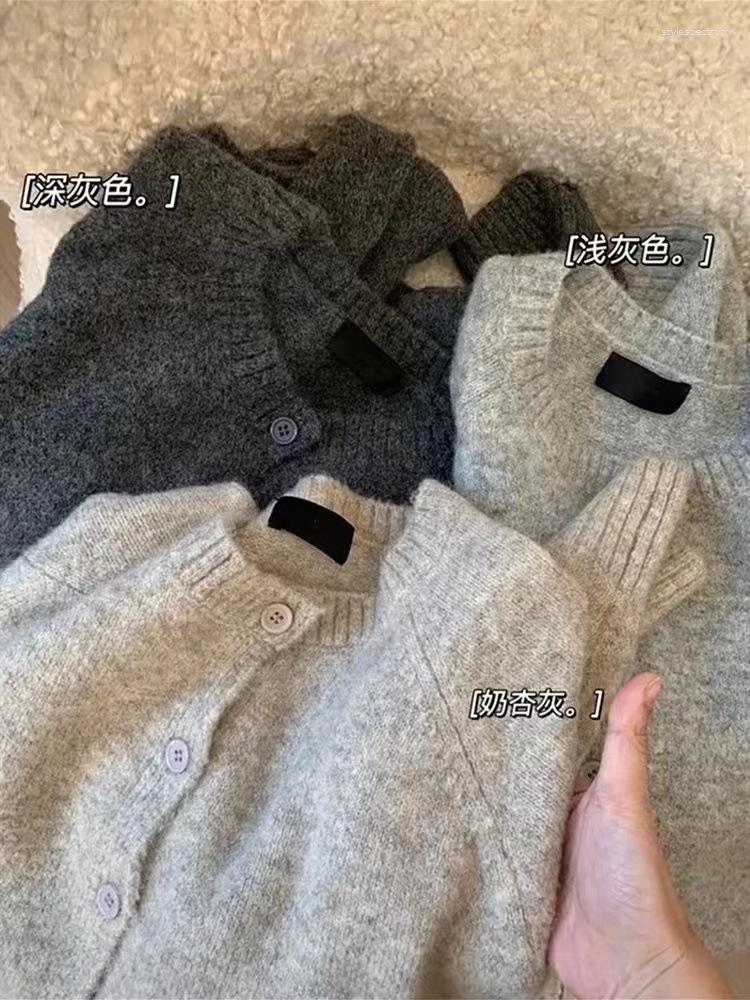 Women's Sweaters Korean Style Milk Fufu Grey Raccoon Velvet Knitted Cardigan Spring And Autumn Soft Waxy Lazy Sweater Coat High-grade Top