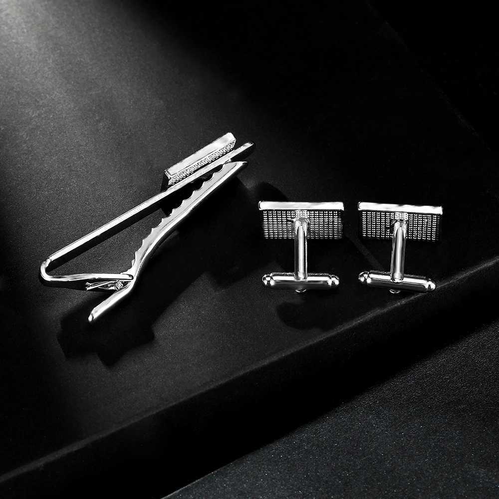 Blue and white flag Greek cufflinks and tie clip set W250111