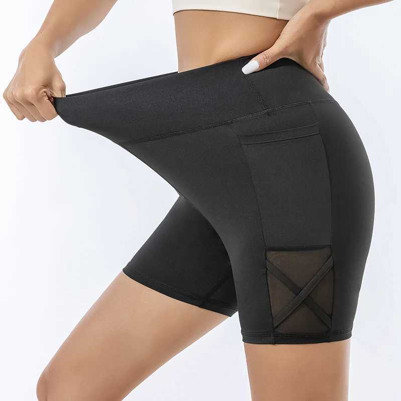 Womens safety pants with pocket shark pants wear summer thin anti-slip belly high-waisted cycling yoga shortsXJ250111