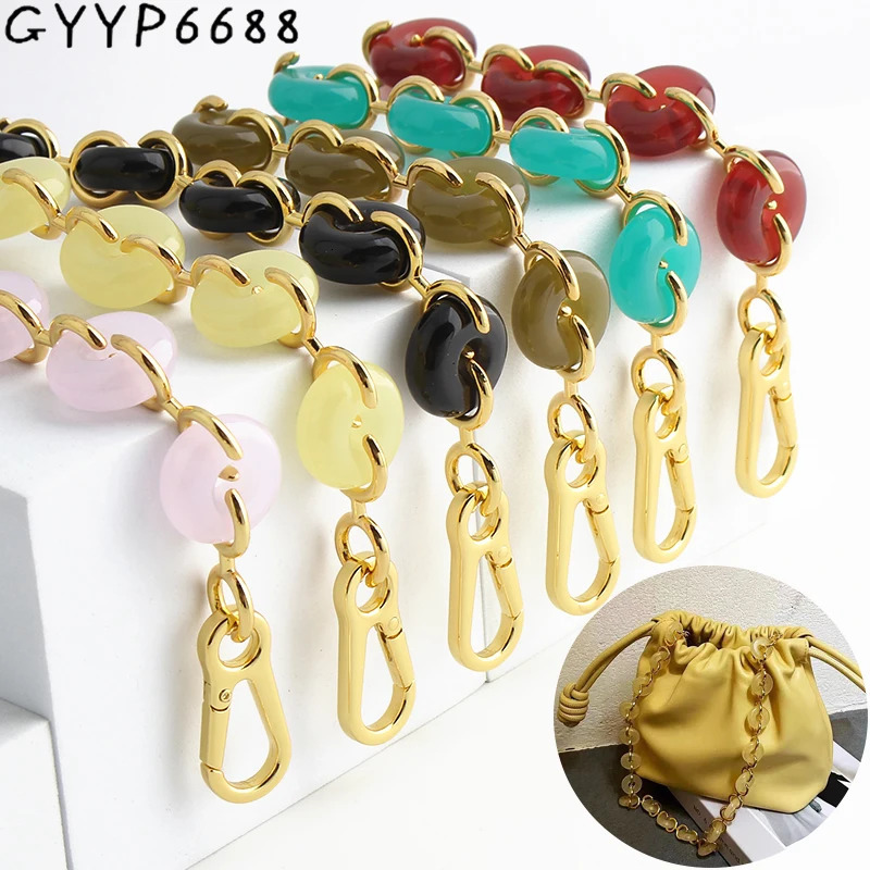 1/5/10PC 70.5cm long 22mm metal acrylic resin chain color hook shoulder bag strap retro style detachable accessories 250109