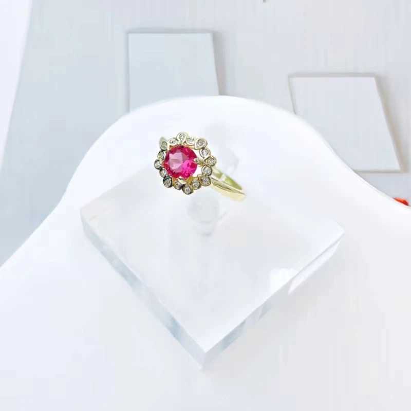 Red zircon titanium steel ring fashionable lightweight delicate stainless steel zircon ring W250111