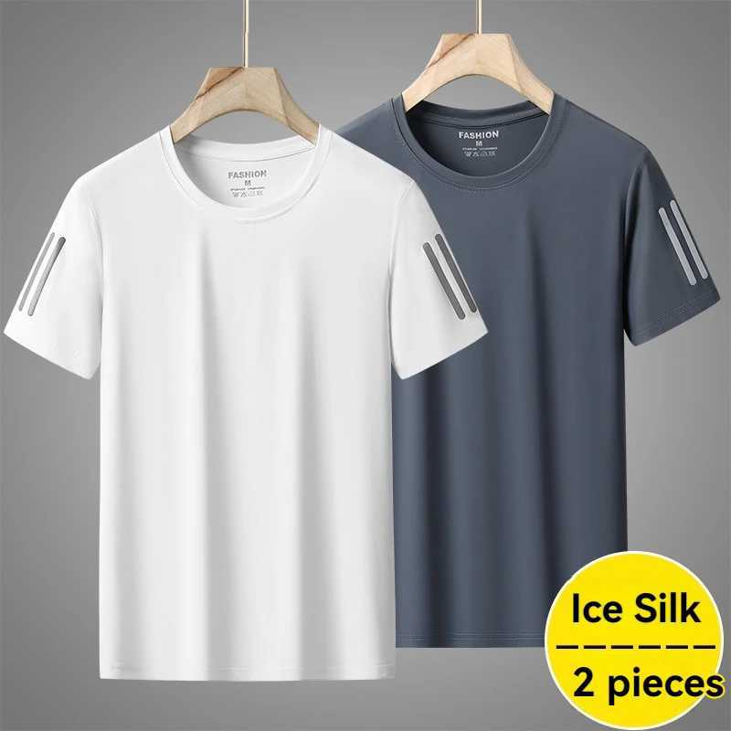 High quality ice silk thin mens casual breathable short sleeved T-shirt summer sweater absorbs quick drying sports running top W250111