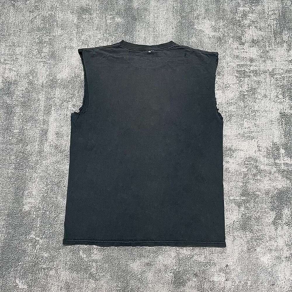 Inspiration American high street vintage washed sleeveless vest T-shirt line draft design with a sense of camisole
