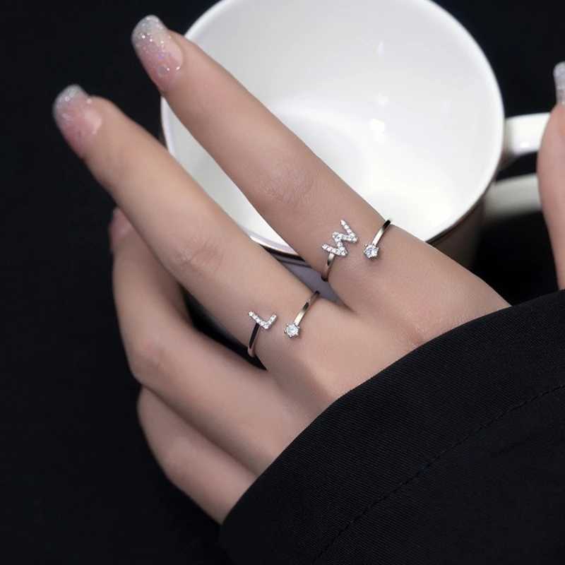 26 English Letter Open Finger Rings A-Z Initials Name Alphabet Female Creative Ring Fashion Wedding Party Jewelry GiftsXJ250110
