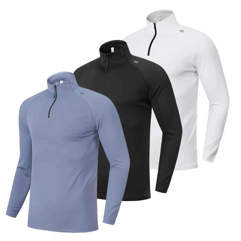 Half zip stand up collar long sleeved T-shirt quick drying fitness suit mens outdoor running bicycle training casual sports top W250111