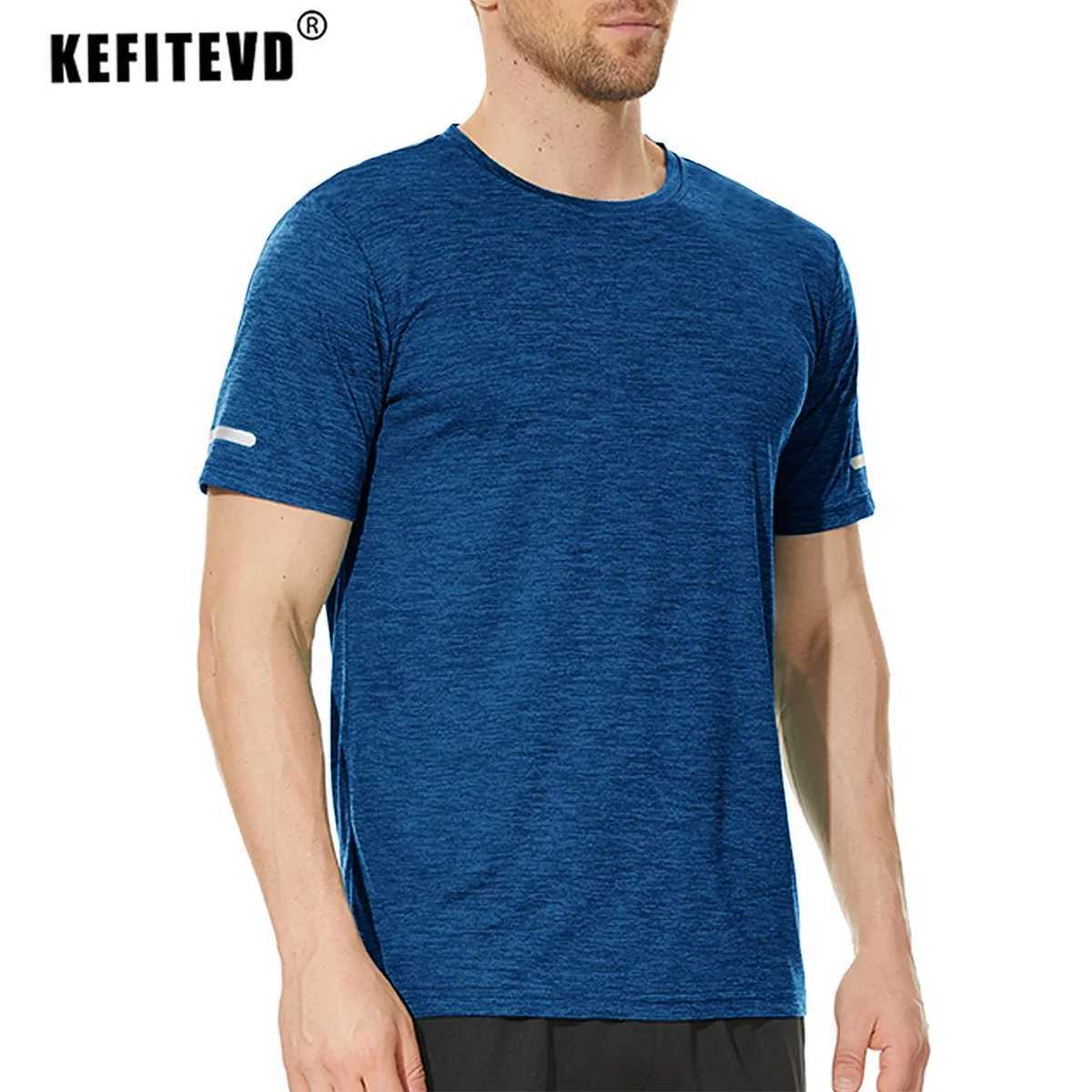 KEFITEVD mens short sleeved T-shirt quick drying sports shirt casual exercise and fitness shirt training running and jogging T-shirt W250111