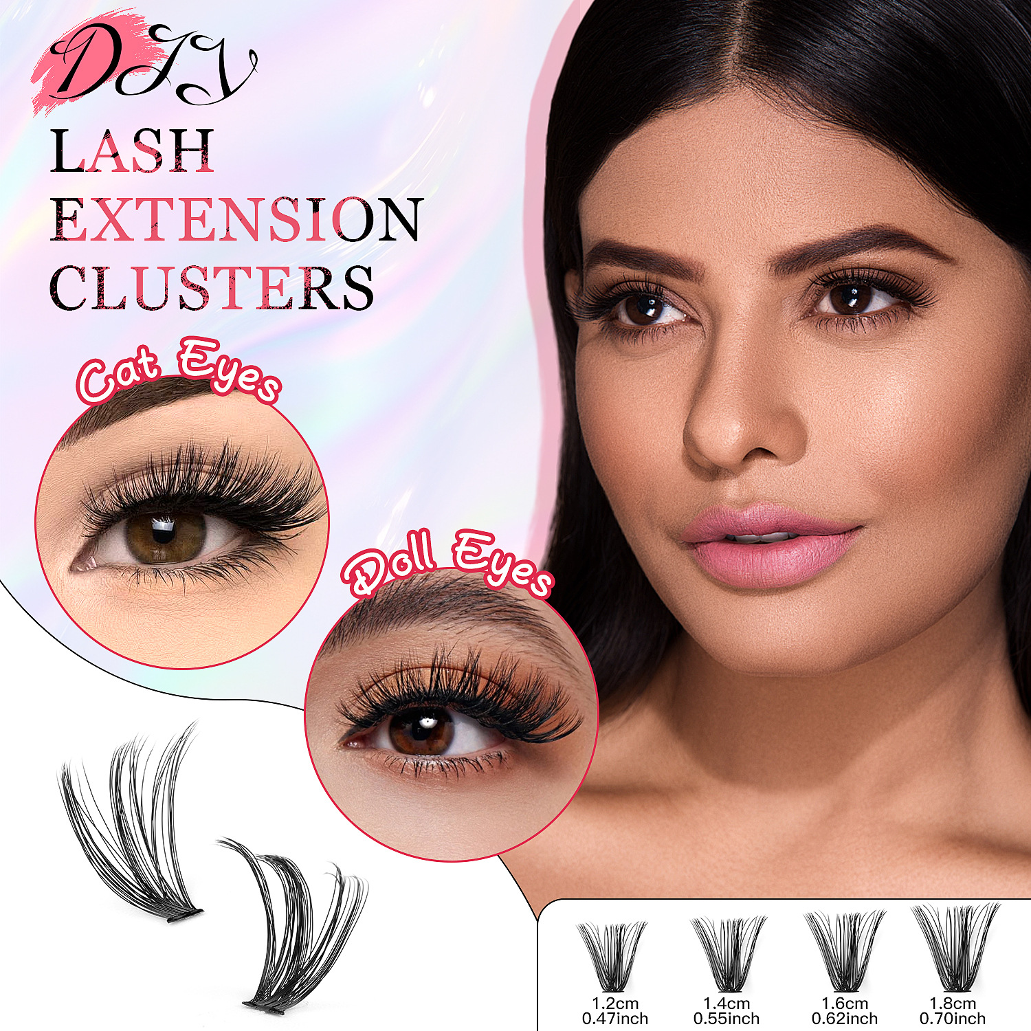 DIY Cluster Lashes Kit 402Pcs Cluster Segmented Eyelashes Thick Fluffy Individual Eyelash Extensions with Lash Bond & Seal DIY Lashes Makeup Accessory