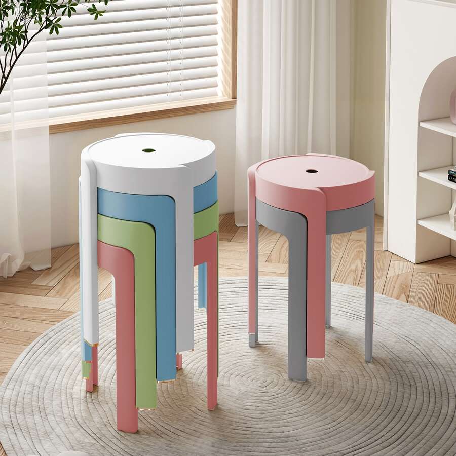 093 stool for household use, thickened round stool, modern simple creative living room dining table, plastic high chair that can be and stacked