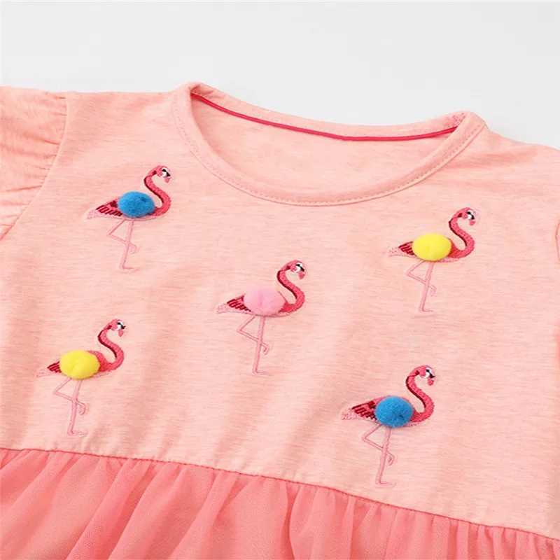 Jumping Meters 2-7T Long Sleeve Girls Dress Flamingo Hot Selling Princess Par Tutu Birthday Dress Childrens Autumn Winter Dress W250111