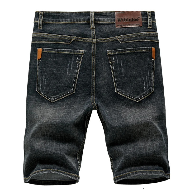 Summer Shorts Jeans Men Denim Pants Stretch Dark Blue Fashion n Mens Slim Straight Male Short Hombre 250109Z
