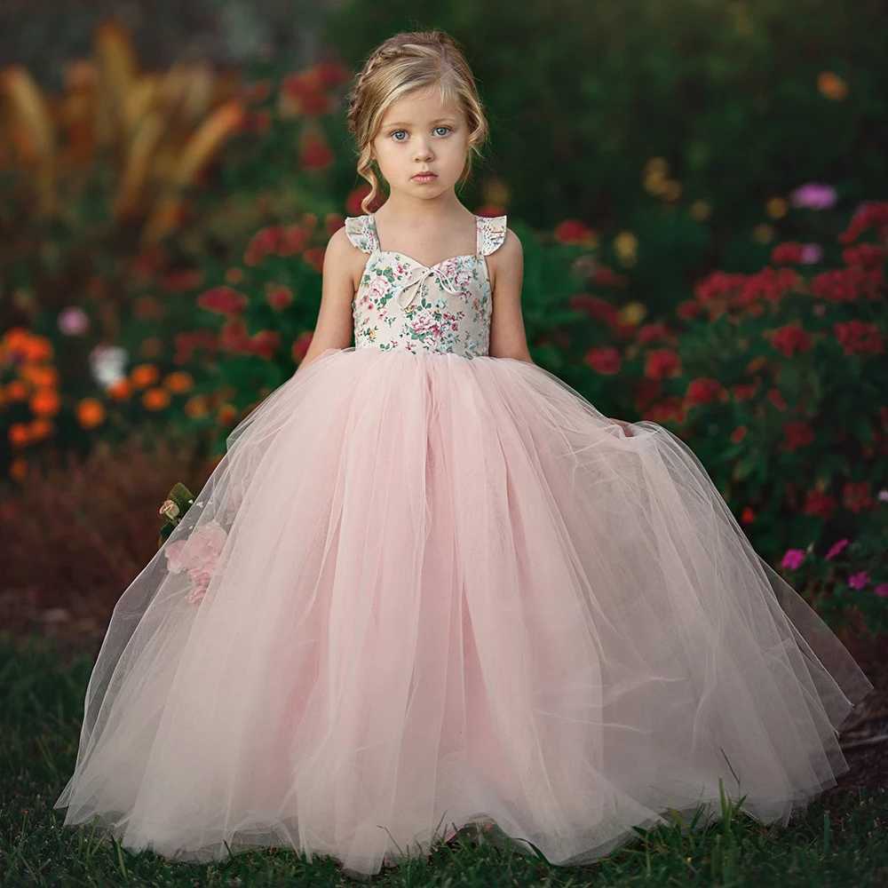 1-7 year old childrens girl princess evening dress Par wedding birthday chiffon Tutu dress baby girl summer long skirt W250111
