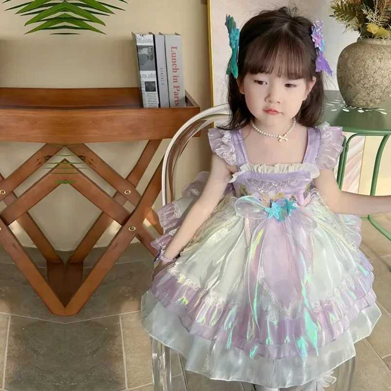 2025 Fashion Little Girl Mermaid Lolita Princess Baby Bow Suspension Summer New Dress W250111