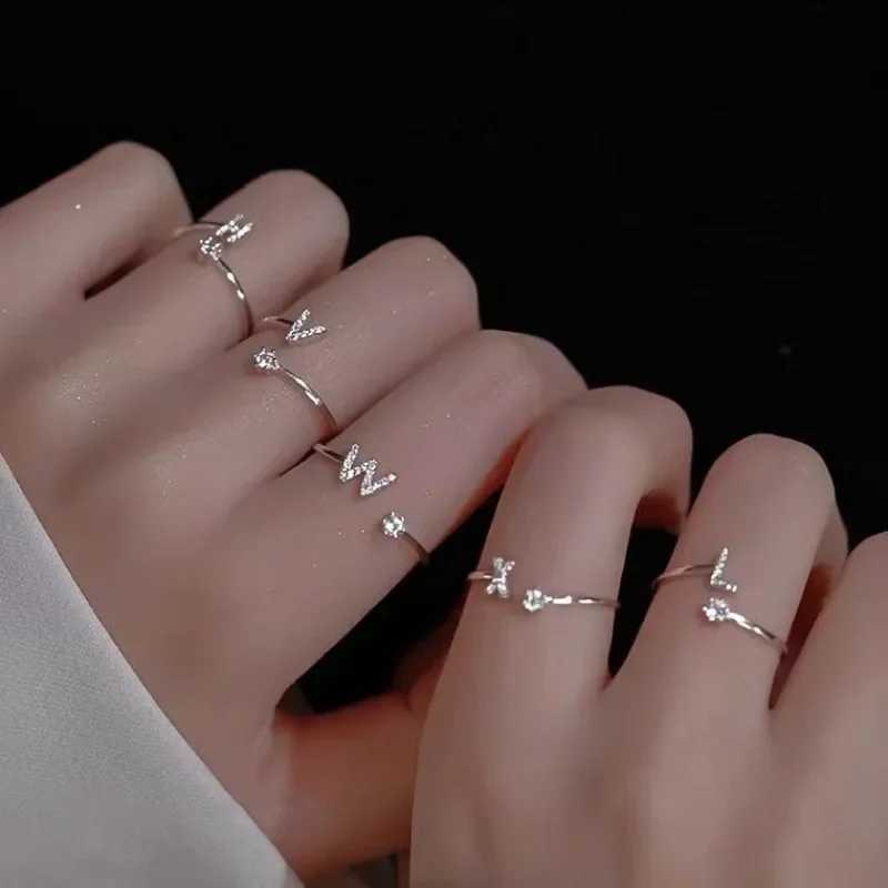 26 English Letter Open Finger Rings A-Z Initials Name Alphabet Female Creative Ring Fashion Wedding Party Jewelry GiftsXJ250110