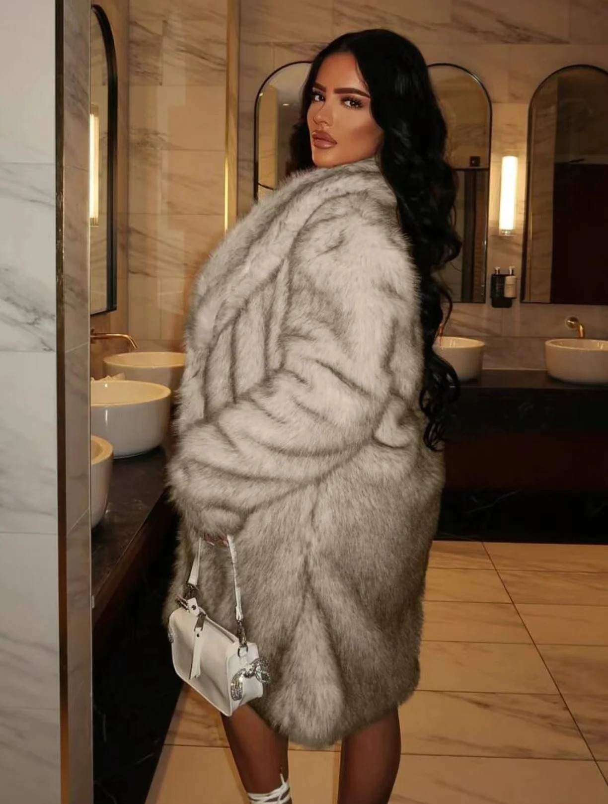 faux fur womens coat jacket in autumn and winter warm loose medium 250107