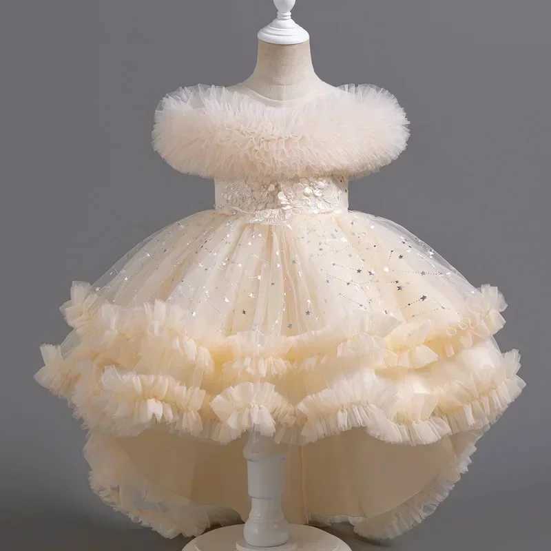 Summer Childrens Princess Dress Sleeveless Lace Flower Girl Wedding Dress for Wedding Fashion Childrens Girl Par Dress 3-12 Years W250111