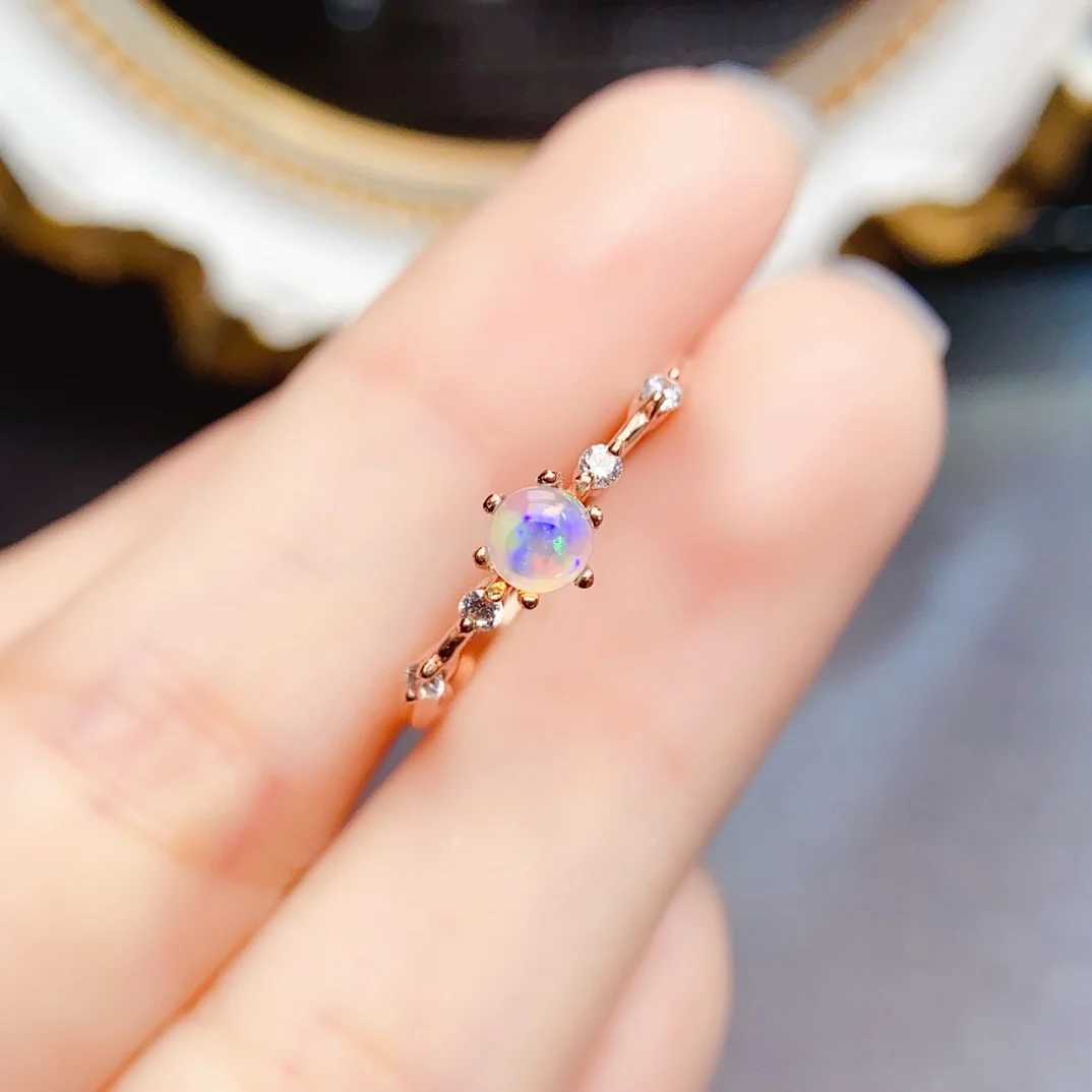 FS 4mm Natural Opal S925 Pure Silver Ring Suitable for Women Exquisite Fashion Charm Wedding Jewelry MeiBaPJ Certificate W250111