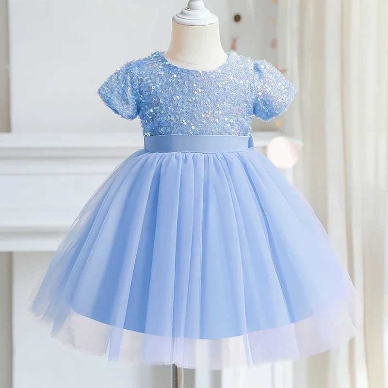 3-8 Yrs girl princess dress sequined lace chiffon wedding Par Tutu fluffy childrens evening dress formal bride dress W250111