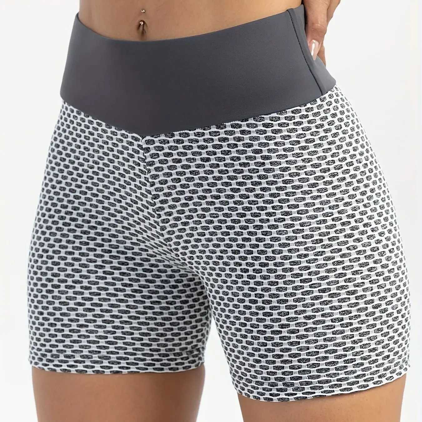Honeycomb Workout Yoga Shorts For Women High Waist Running Biker Shorts Womens ActivewearXJ250111