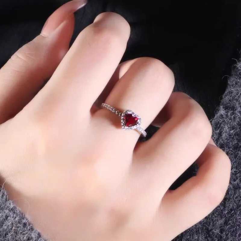 Red Heart Love Ring Necklace Charm Beads Suitable for Snake Chain Bracelet W250111