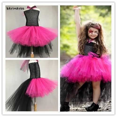 Cool girl rock queen Tutu dress baby fluffy crochet chiffon dress childrens role-playing costume childrens birthday party tracking dress W250111