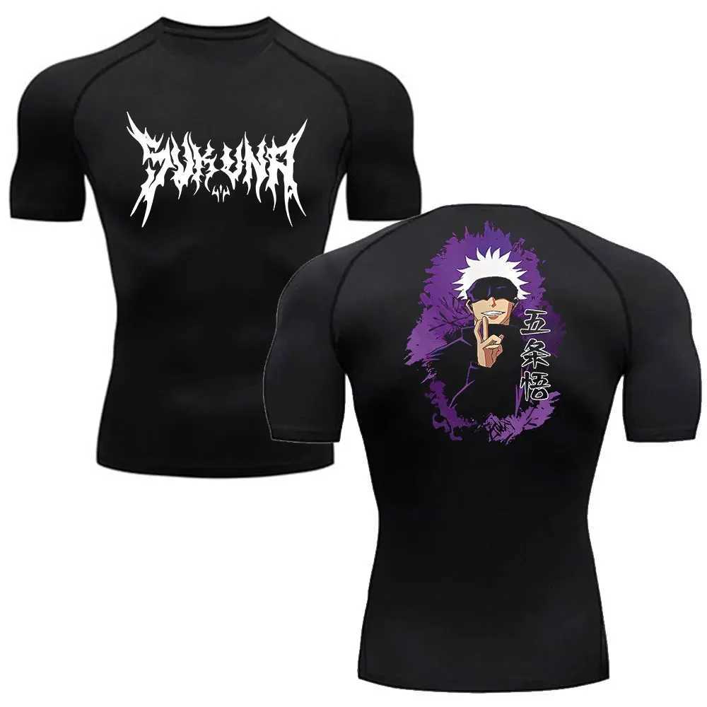 New anime printed thin compression shirt mens fitness running T-shirt summer outdoor cycling quick drying top S-3XL W250111