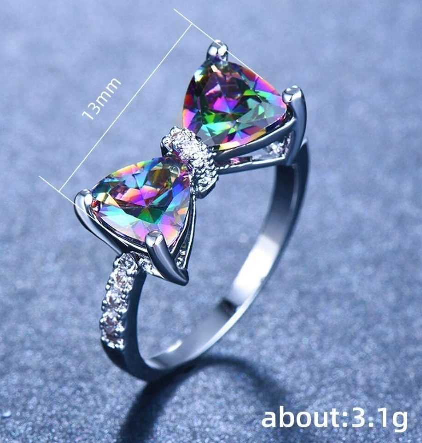 Korean style womens simple pink bow rhinestone ring with adjustable zircon opening ring charming ring fashionable jewelry for girls W250111