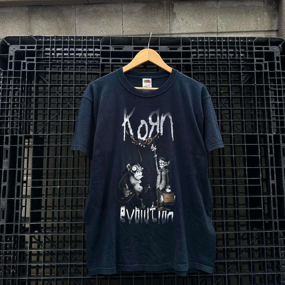 Korn Rock Band Relaxation Printed Top Summer Loose and Versatile Bottom Short Sleeve T-shirt Japanese Style