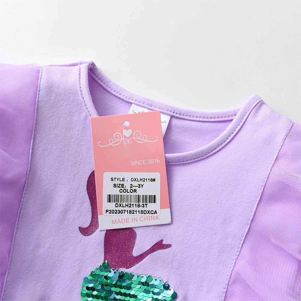 DXTON 2024 Girl Winter Childrens Birthday Par Clothing Mermaid sequin Princess Tutu Dress Patch Work Preschool Mesh Dress W250111
