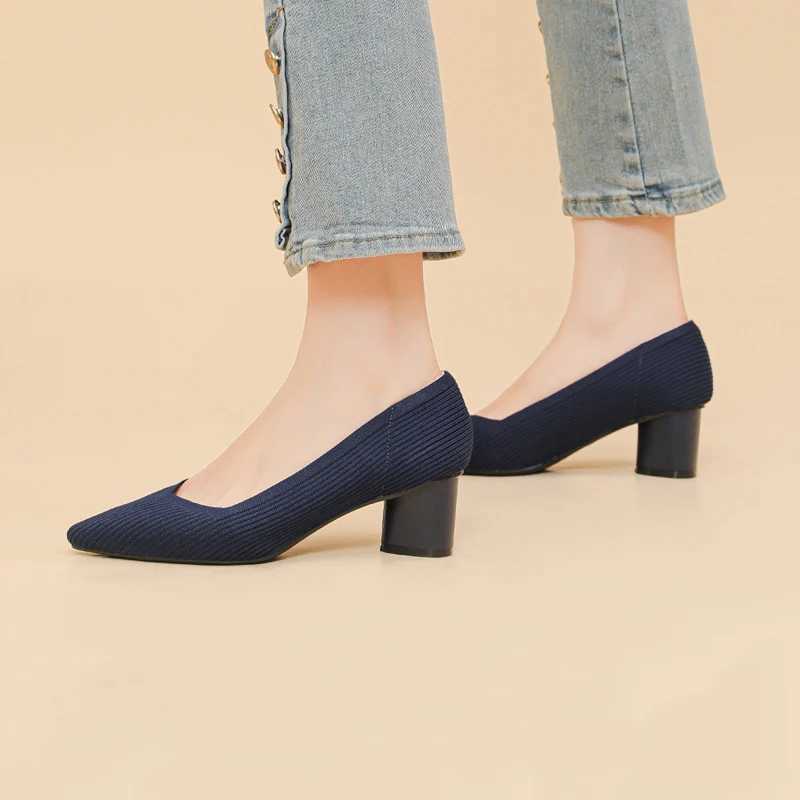 New Arrival Womens high heels knitted breathable anti slip rubber sole 2025 new version 6cm high T250110