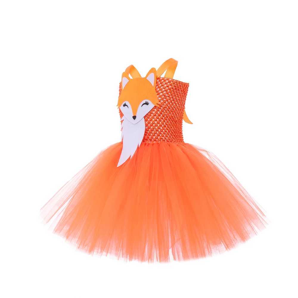 Orange Miss Fox costume Tutu dress girl forest themed role-playing costume children Par dress cute animal patterned birthday dress W250111