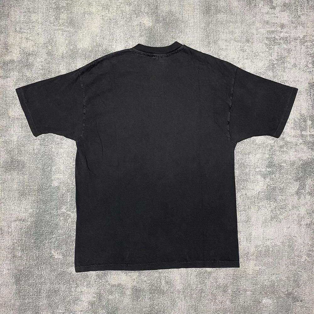 Washed cartoon anime character printed short sleeved men and women lazy style American fashion versatile half cut sleeves