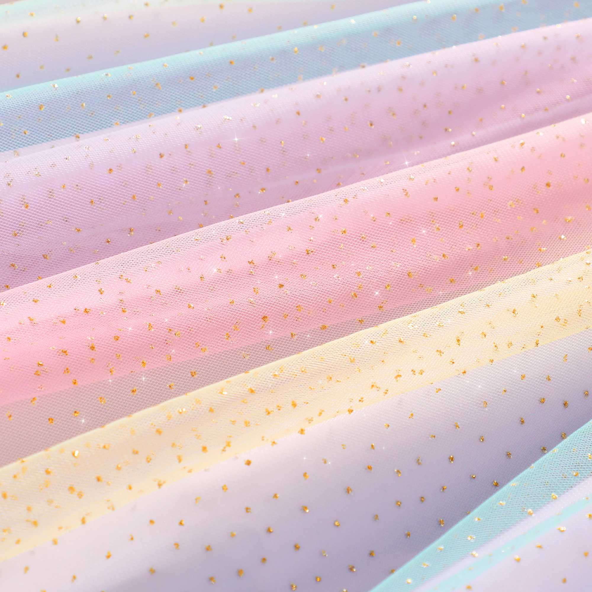 Girls long sleeved round neck rainbow silk screen dress W250111