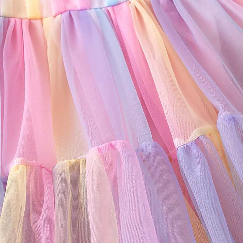 Baby girl Tutu dress sleeveless shoulder strap rainbow princess girl birthday party costume Childrens Halloween party costume W250111