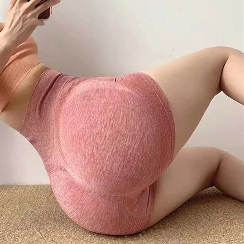 Fitness Shorts Female Sports High Waisted Belly Breathable Elastic Tight Fast Drying Three-Quarter Yoga Shorts PinkXJ250111