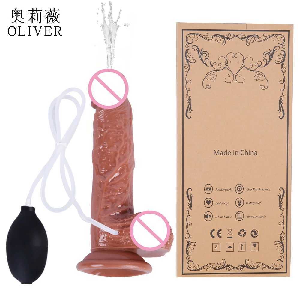 Jouets adultes Dildo éjaculatrice réaliste avec tassement de ventoucine Sicle Dildo Silicone Énorme éjaculation Penis érotique Anal Sex Toys for