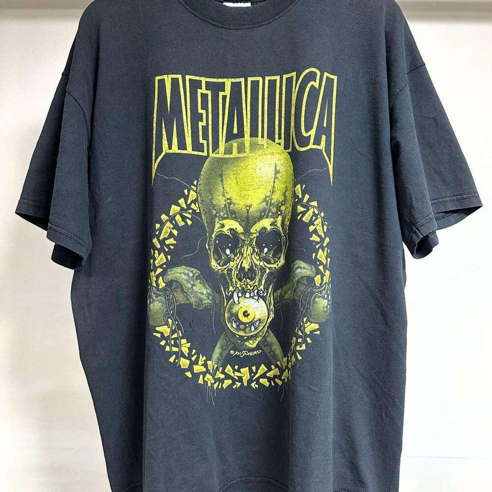 Trendy Couple Loose Men's Women's Metal Band Same Style Printed Short Sleeves, Small and Unique